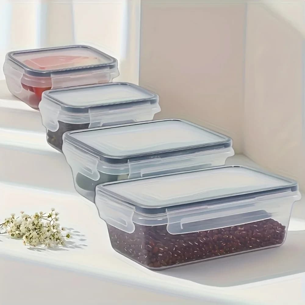 8 vnt. sandarių maisto indelių rinkinys su užspaudžiamais dangteliais (be BPA) – saugu naudoti mikrobangų krosnelėje ir šaldiklyje, sausiems produktams, vaisiams ir daržovėms