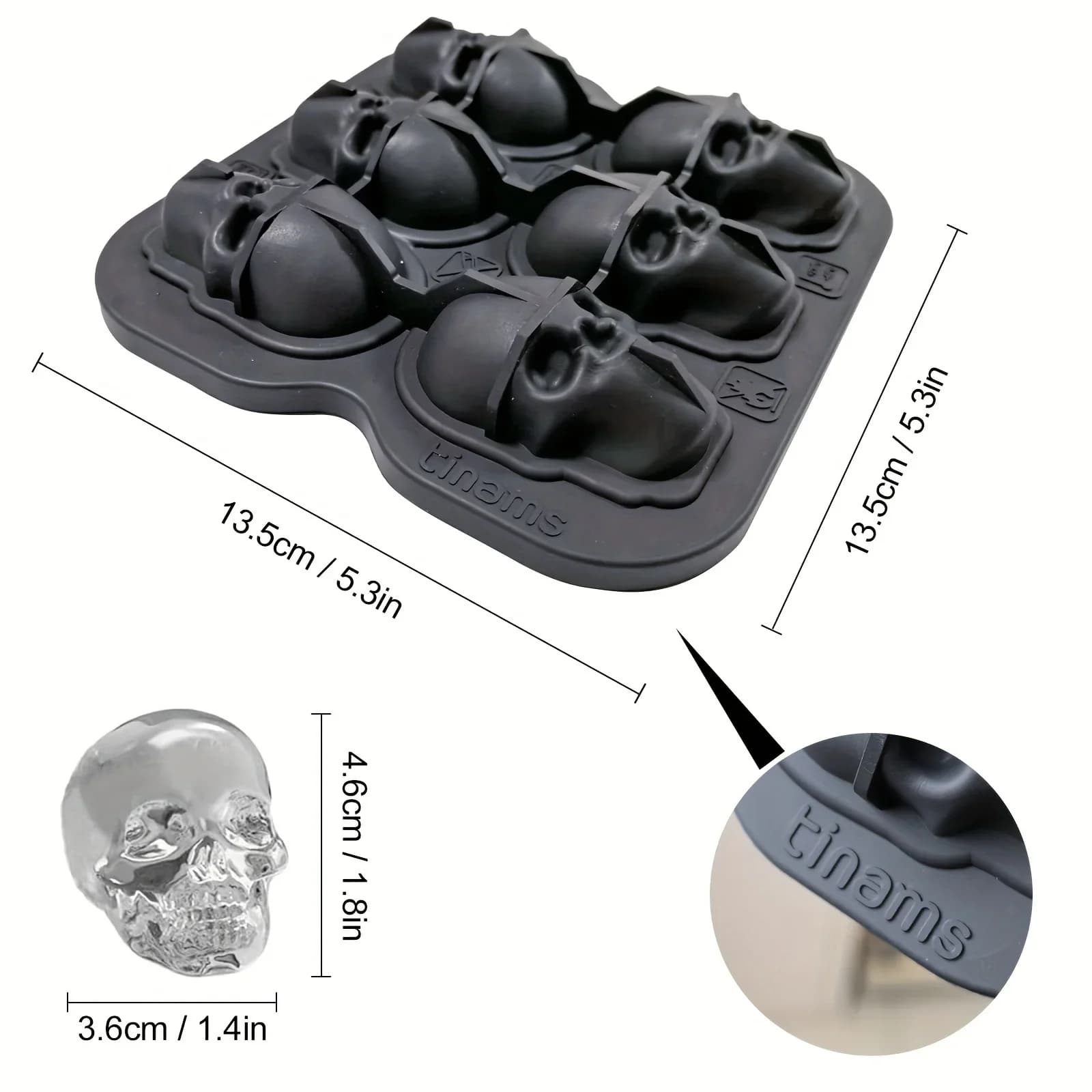 Silikoninė ledukų forma „Kaukolė“ 3D kokteiliams