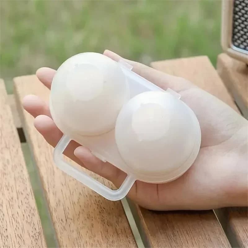 Nešiojama 2 kiaušinių dėžutė kelionėms ir šaldytuvui