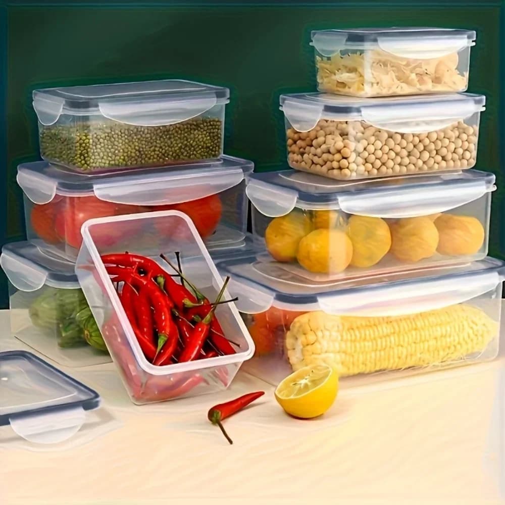 8 vnt. sandarių maisto indelių rinkinys su užspaudžiamais dangteliais (be BPA) – saugu naudoti mikrobangų krosnelėje ir šaldiklyje, sausiems produktams, vaisiams ir daržovėms