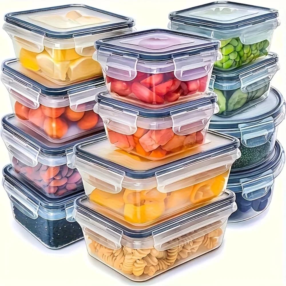 8 vnt. sandarių maisto indelių rinkinys su užspaudžiamais dangteliais (be BPA) – saugu naudoti mikrobangų krosnelėje ir šaldiklyje, sausiems produktams, vaisiams ir daržovėms