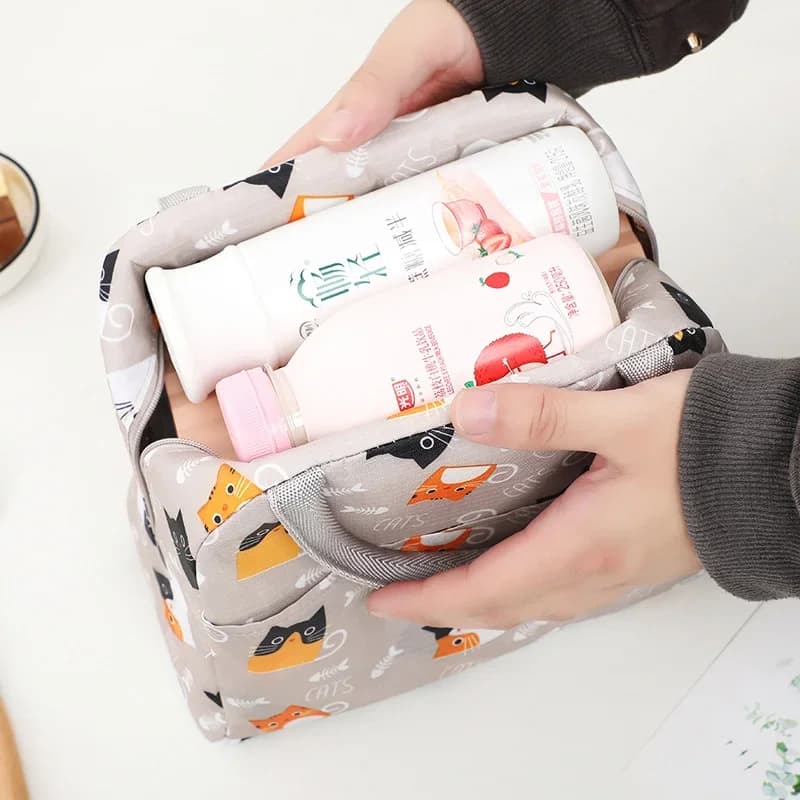 Spalvingas talpus termoizoliacinis pietų krepšys su aliuminio folija, izoterminis bento krepšys