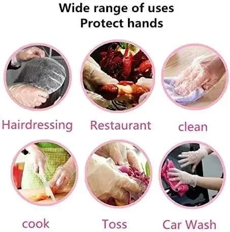 Vienkartinės permatomos plastikinės pirštinės, be latekso, maisto ruošimui, virtuvei ir valymui