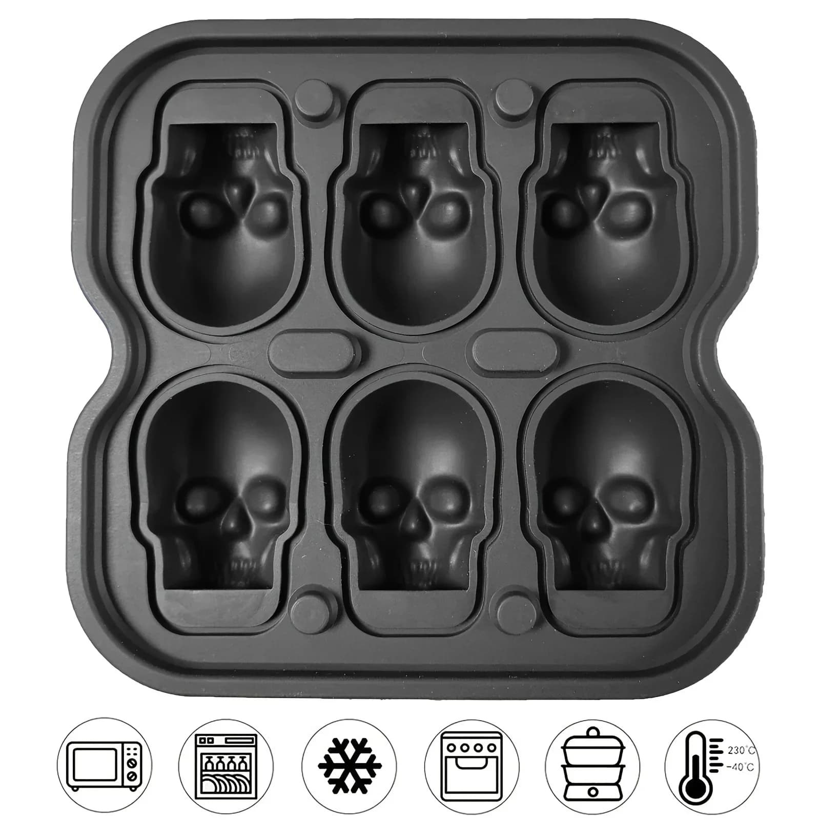 Silikoninė ledukų forma „Kaukolė“ 3D kokteiliams
