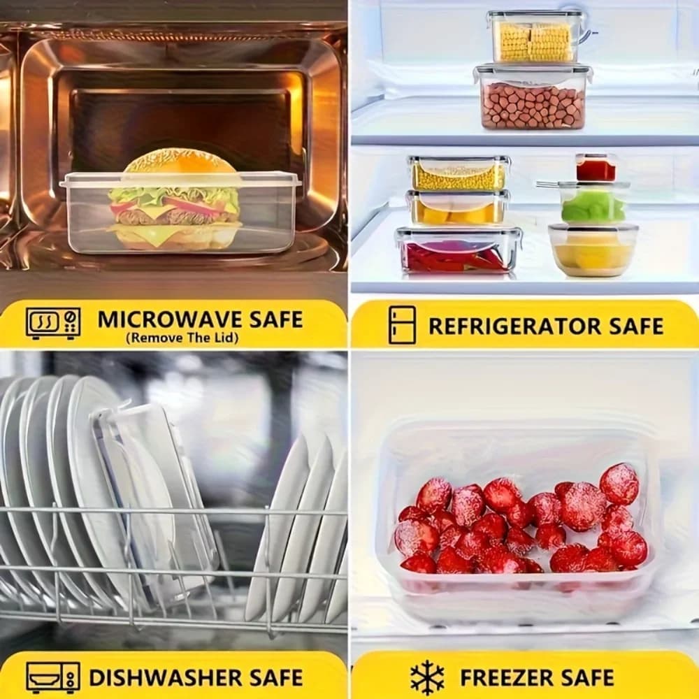 8 vnt. sandarių maisto indelių rinkinys su užspaudžiamais dangteliais (be BPA) – saugu naudoti mikrobangų krosnelėje ir šaldiklyje, sausiems produktams, vaisiams ir daržovėms